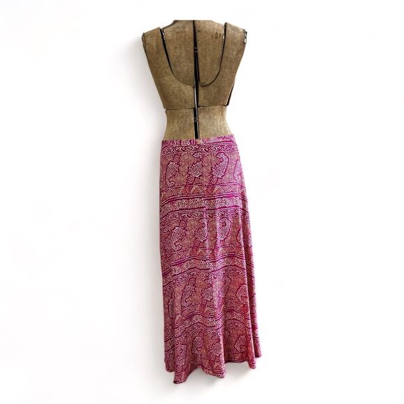 Rasberry Batik Silk Wrap Maxi Skirt or Coverup by VIX Paula Hermanny, Handmade,M - Picture 2 of 10